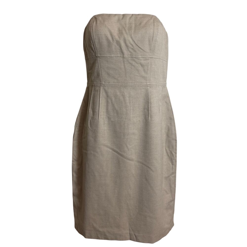 Banana Republic Petite 2 Strapless Sheath Dress Beige Lined Bodycon Women New